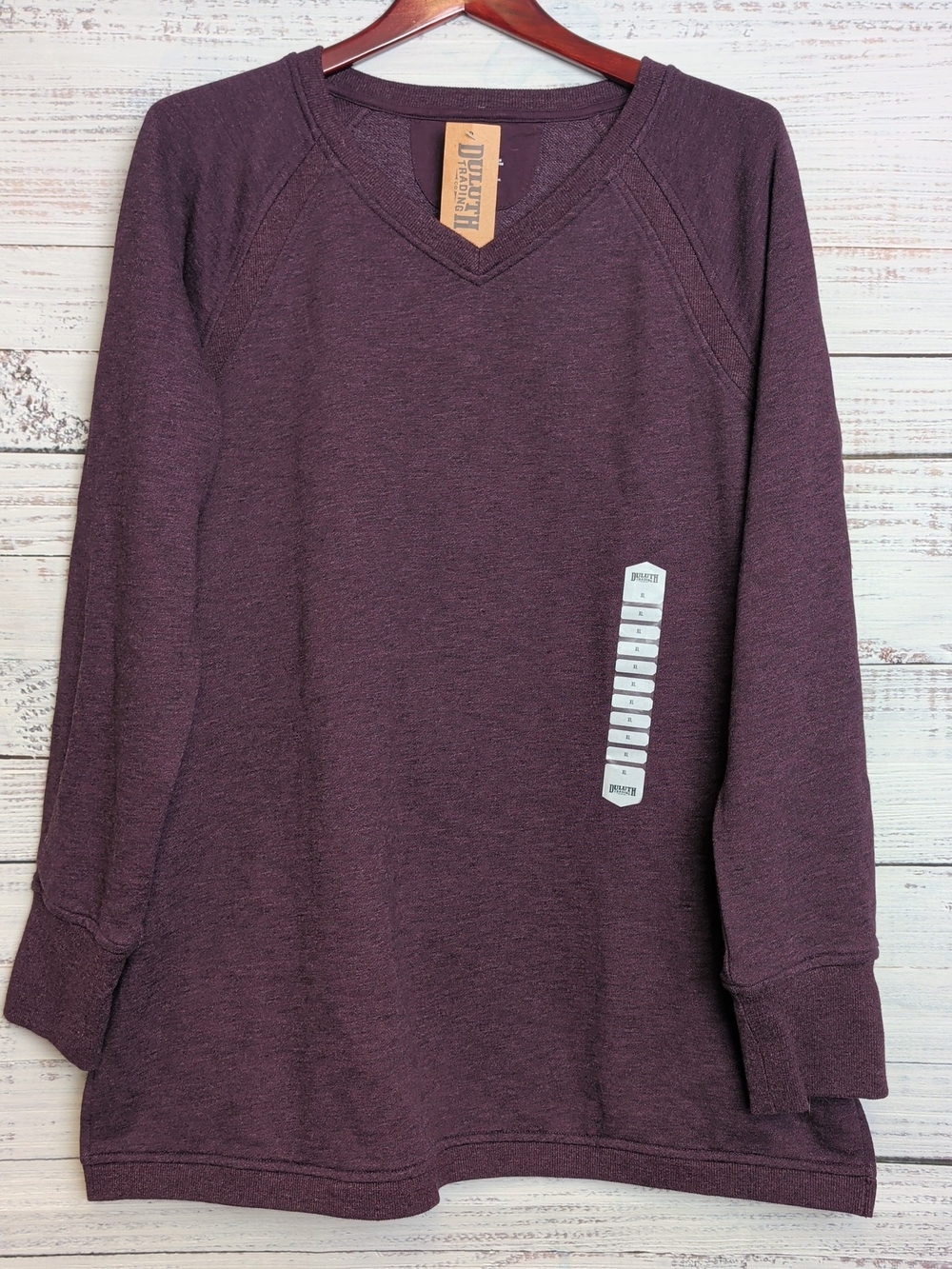 NWT Duluth Trading Co Sweater Womens Purple Size XL V-Neck Long Sleeve Pockets